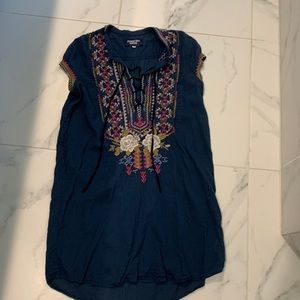 JOHNNY WAS RONNIE TUNIC DRESS NAVY SZ SMALL